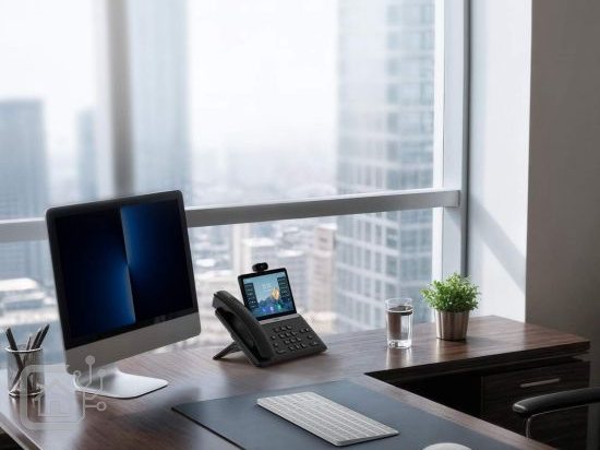Poste de bureau installé à la réception